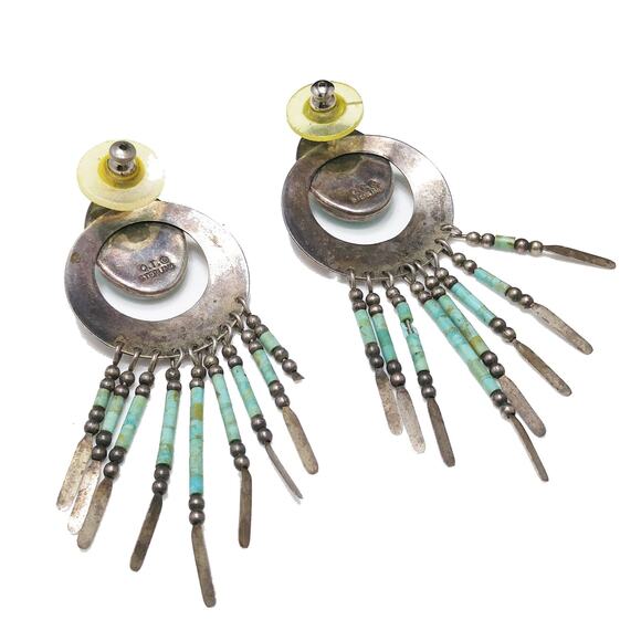 Vintage Q.T. Sterling Silver Earrings, Dangling Beads, 1980s Vintage Jewelry - Picture 6 of 10